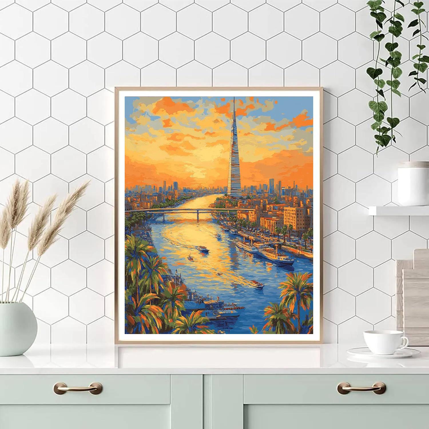 Cairo Tower Nile Panorama Cairo Egypt Paint by numbers kits