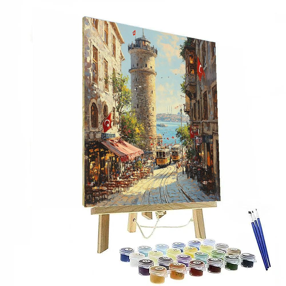 Galata Tower And Istiklal Avenue Istanbul Turkey Paint by numbers kits