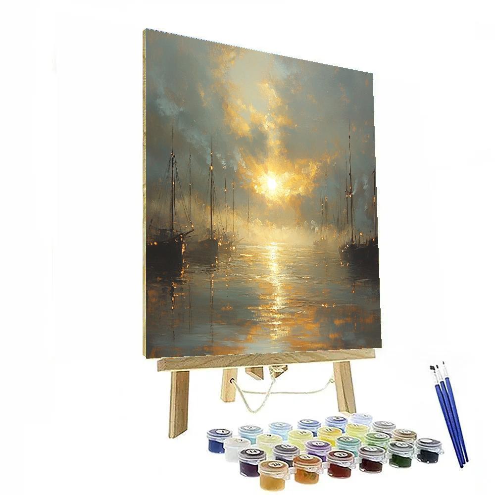J M W Turner Inspired Harbor At Dawn paint by number