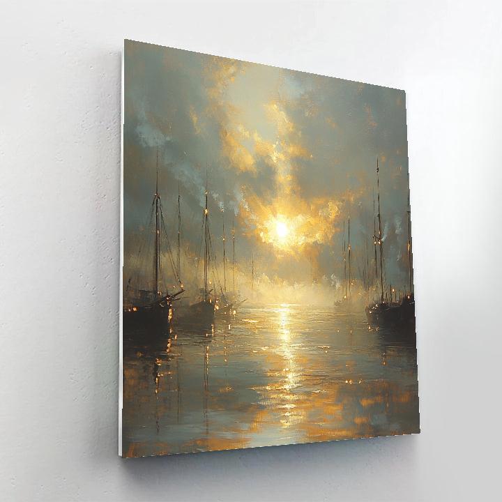 J M W Turner Inspired Harbor At Dawn paint by number