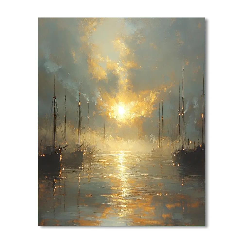 J M W Turner Inspired Harbor At Dawn paint by number