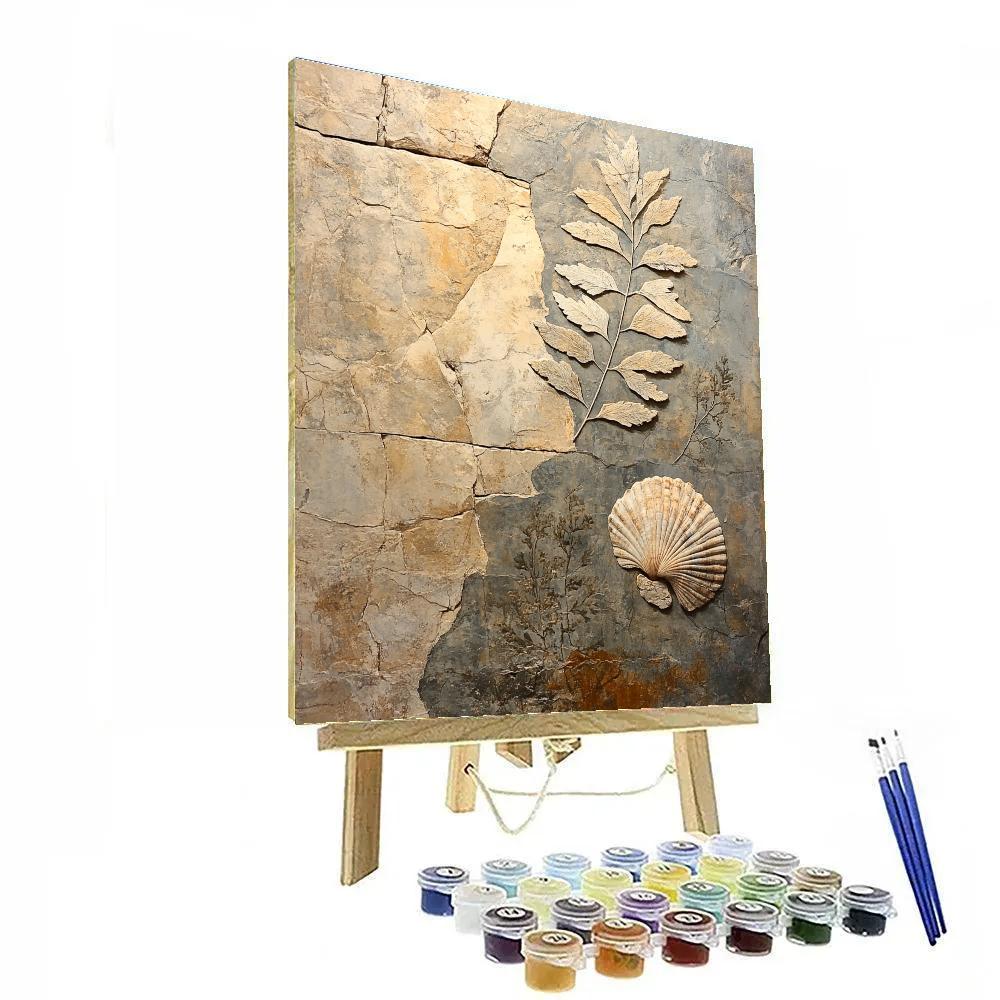 Leonardo Da Vinci Inspired Stone Petal Fossils Number painting