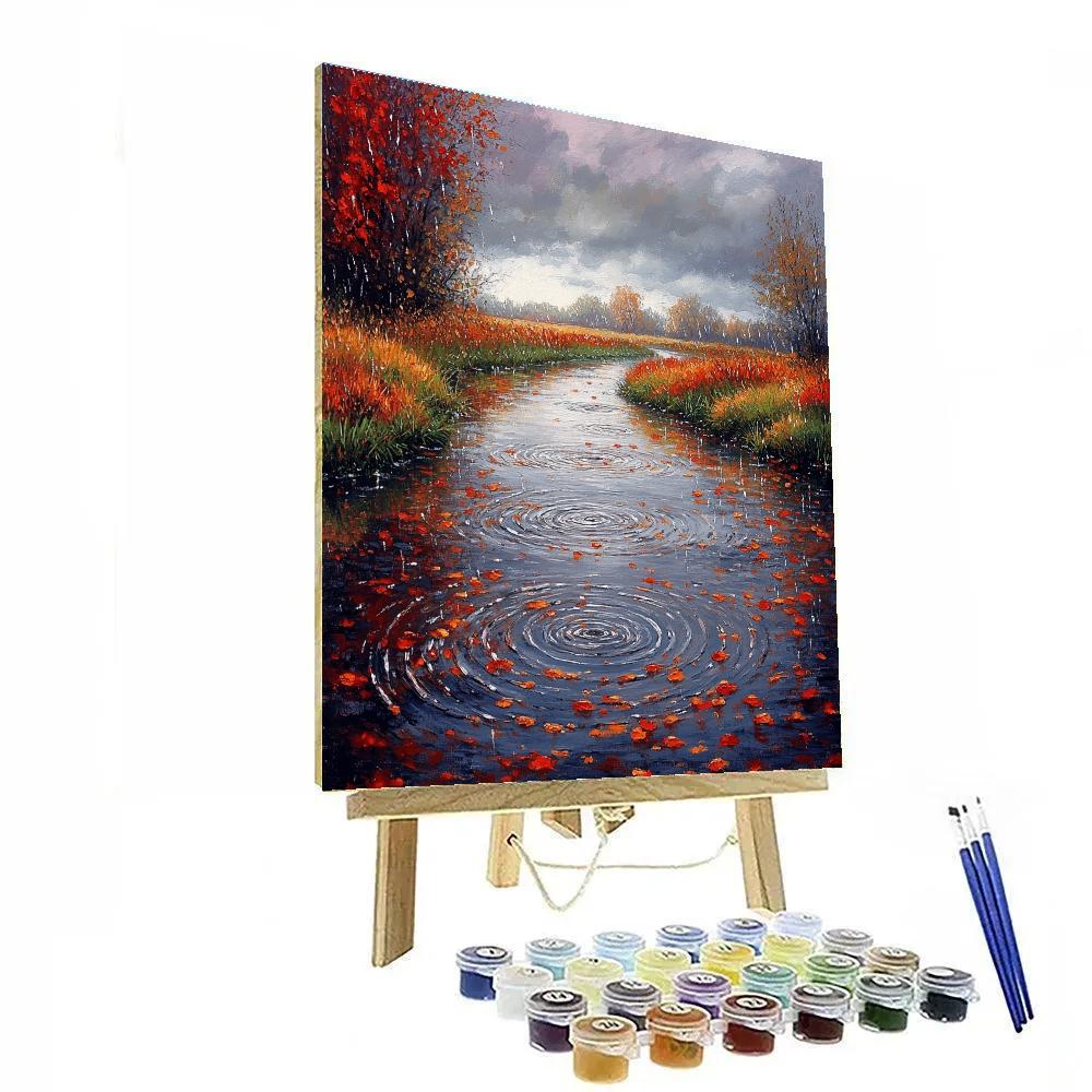 Claude Monet Inspired River Reflections In Autumn Rain Numbered painting kits