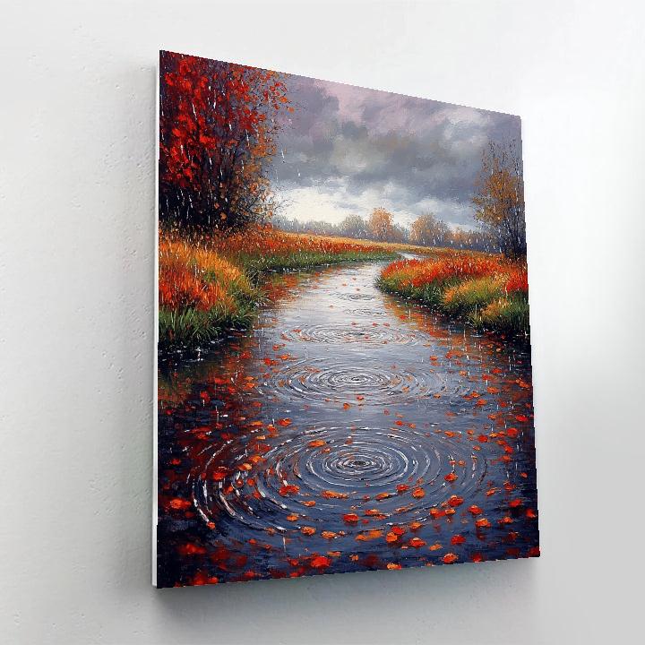 Claude Monet Inspired River Reflections In Autumn Rain Numbered painting kits