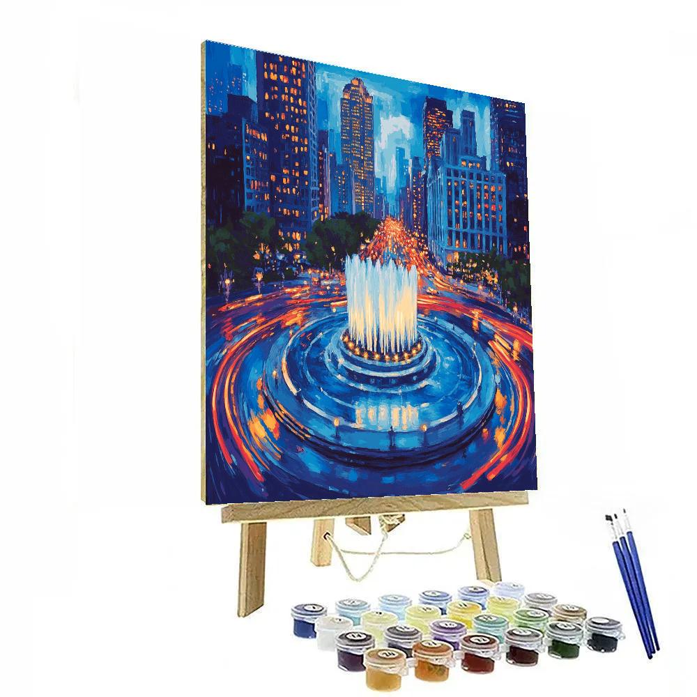 Bundaran HI Fountain Night Jakarta Indonesia Number painting