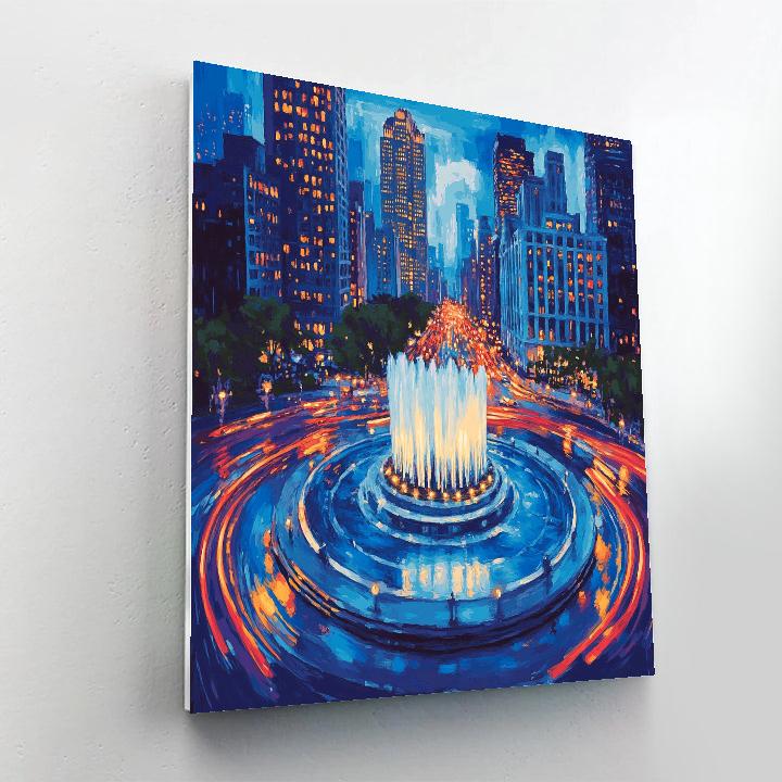 Bundaran HI Fountain Night Jakarta Indonesia Number painting