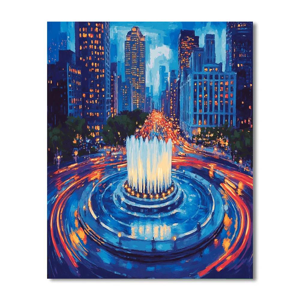 Bundaran HI Fountain Night Jakarta Indonesia Number painting