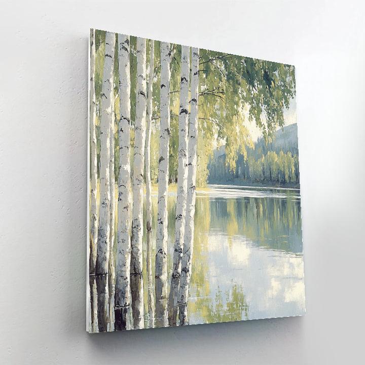 Claude Monet Inspired Reflected Birch Grove In Still Lake Number painting