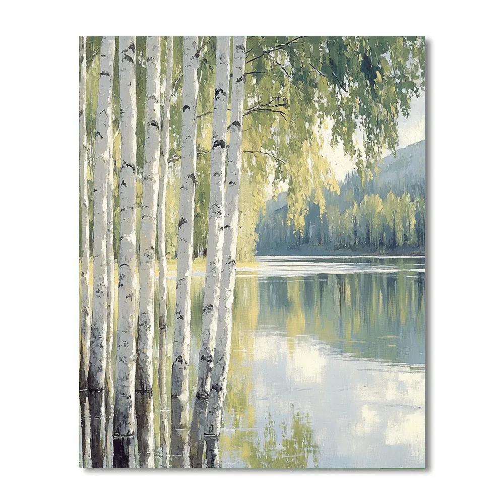 Claude Monet Inspired Reflected Birch Grove In Still Lake Number painting