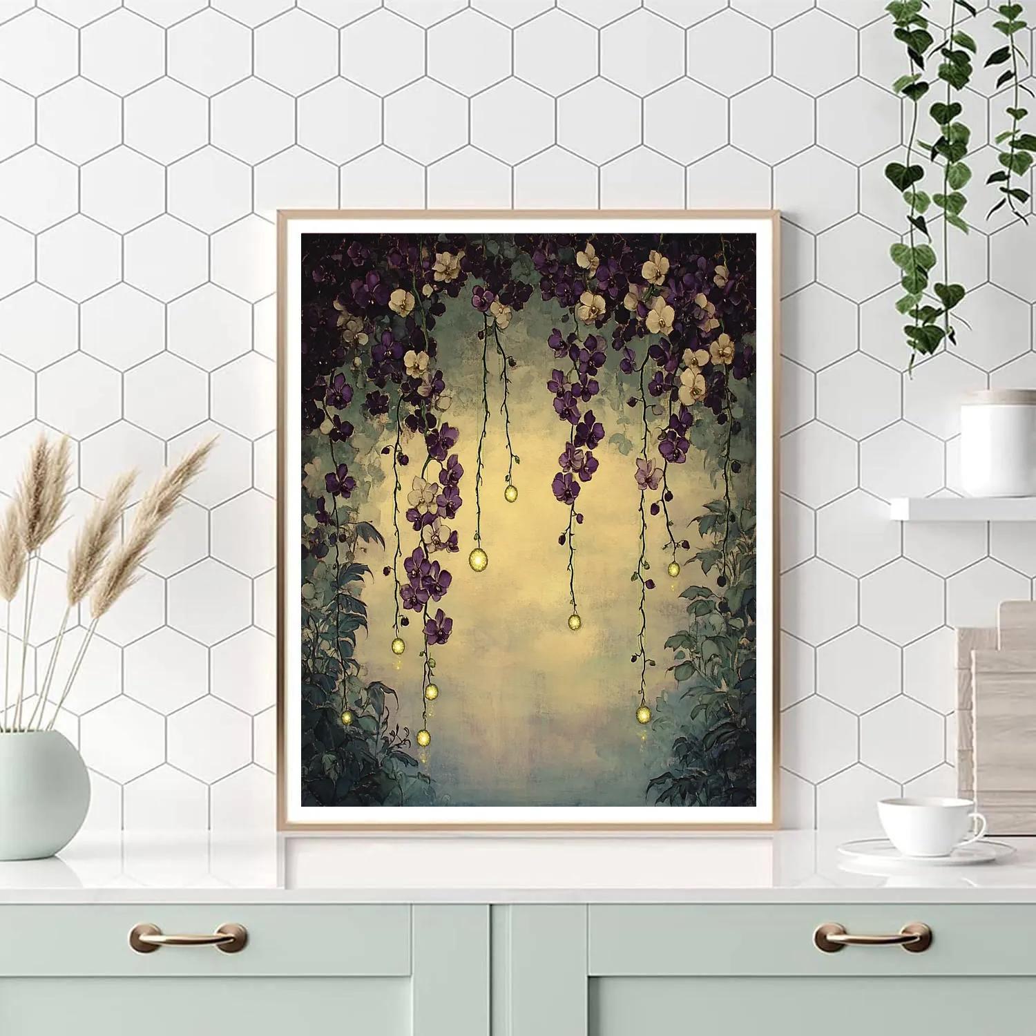 Frida Kahlo Inspired Night Garden Of Comet Orchids paint by number