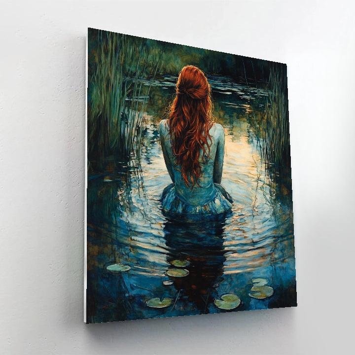 John William Waterhouse Inspired Lakeside Nymph paint by color
