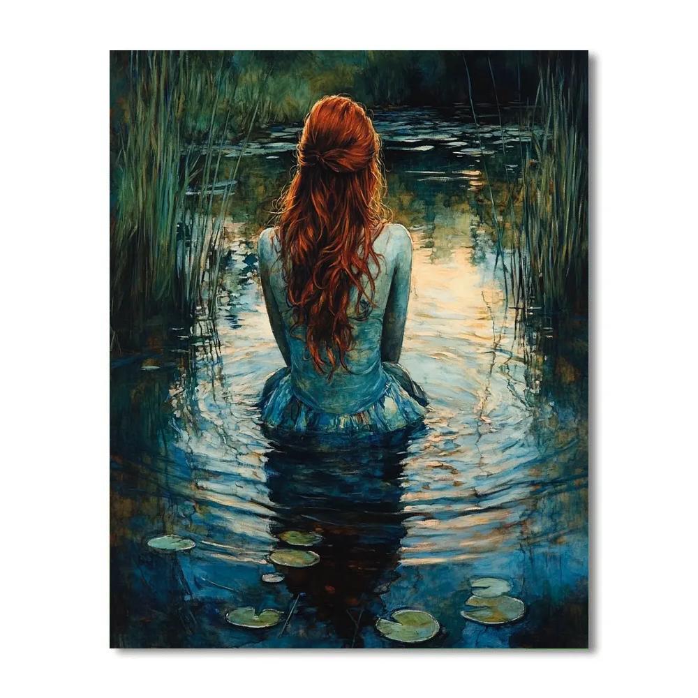 John William Waterhouse Inspired Lakeside Nymph paint by color