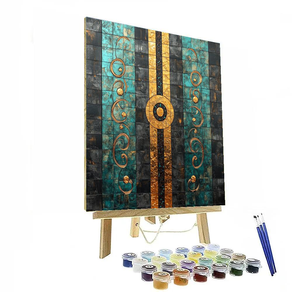 Gustav Klimt Inspired Golden Pulse Meridian paint by number
