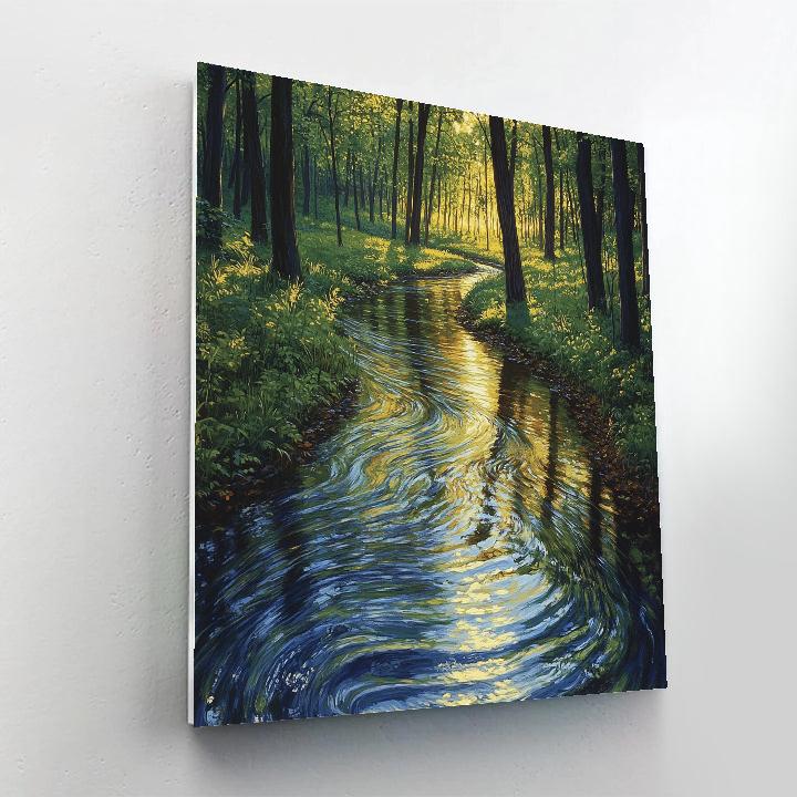 Claude Monet Inspired Sunlit Creek Through Forest Glade paint by color