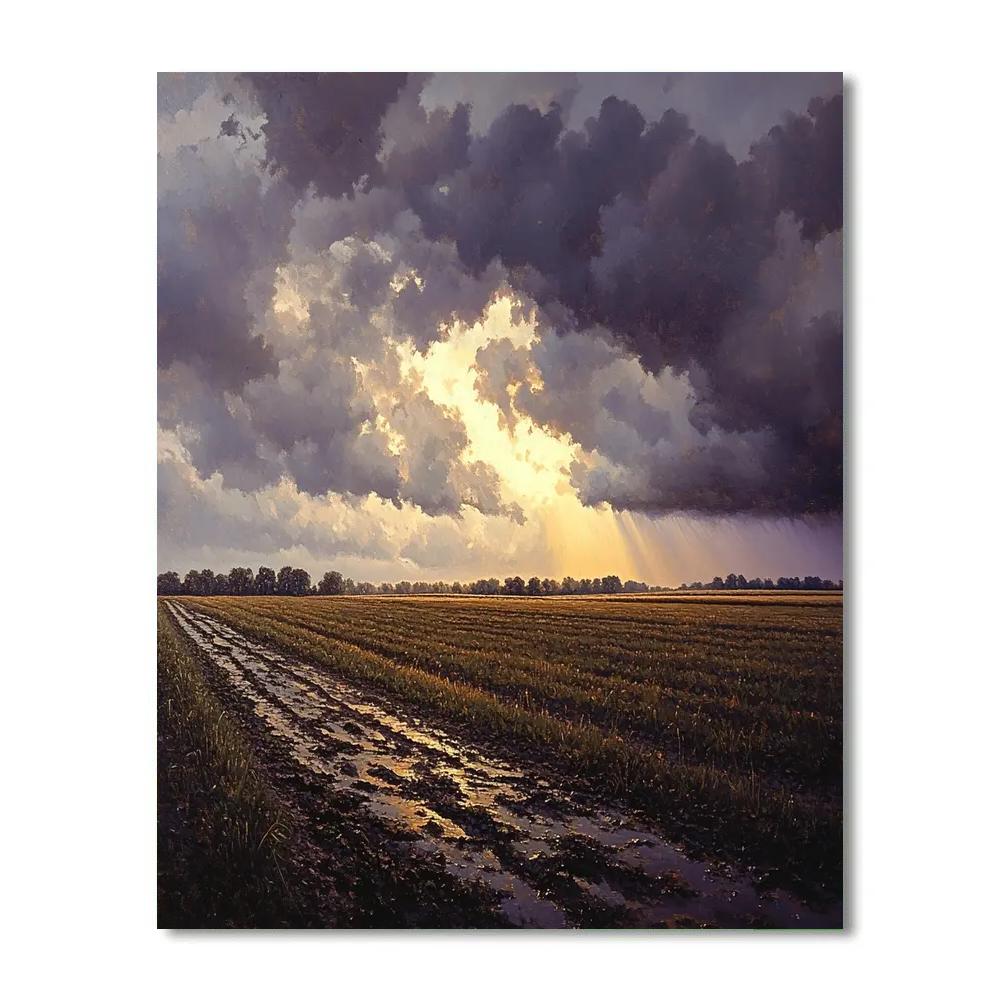 Rembrandt Inspired Storm Break Over Weathered Farmland Paint by numbers kits