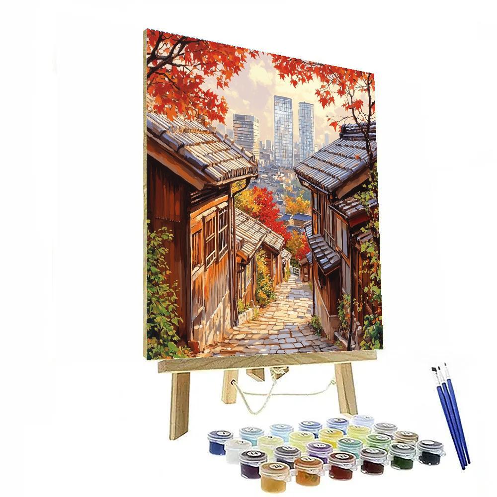 Bukchon Hanok Village Lanes Seoul South Korea painting number kit