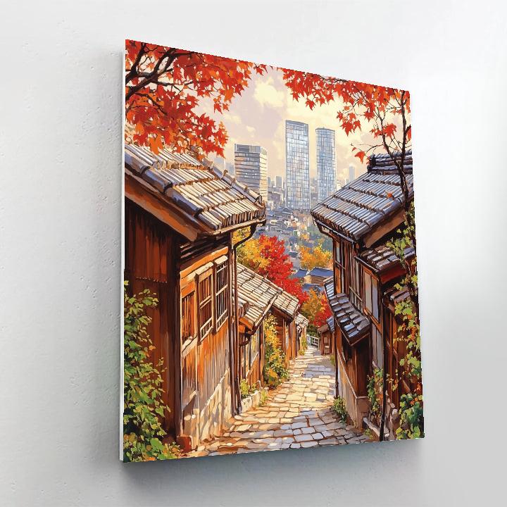 Bukchon Hanok Village Lanes Seoul South Korea painting number kit