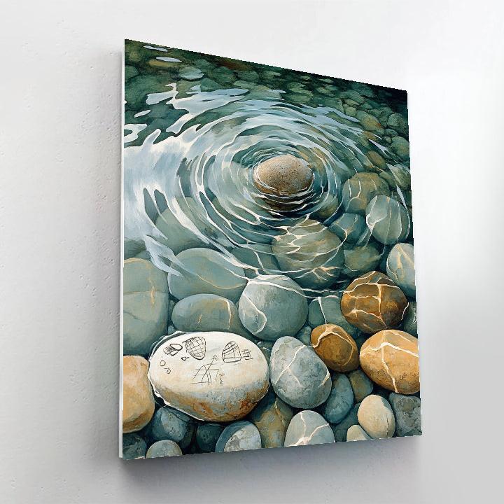 Leonardo Da Vinci Inspired Pebble Orbits In Brook paint by color