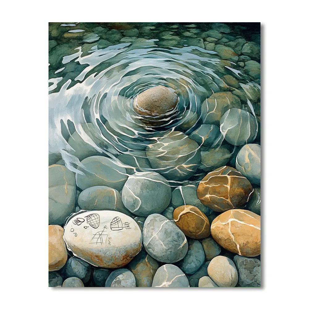 Leonardo Da Vinci Inspired Pebble Orbits In Brook paint by color