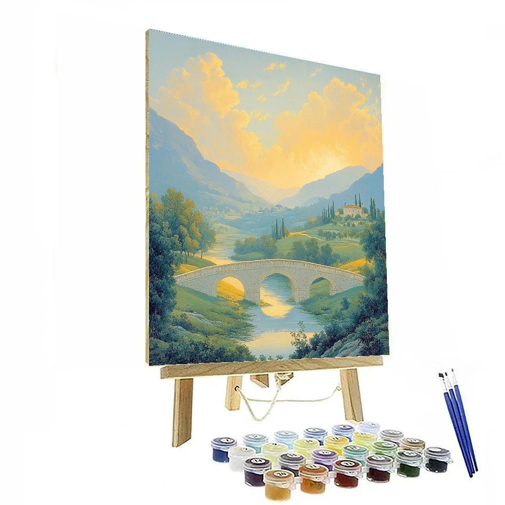 Raphael Inspired Harmonious Valley With Twin Stone Bridges paint by number