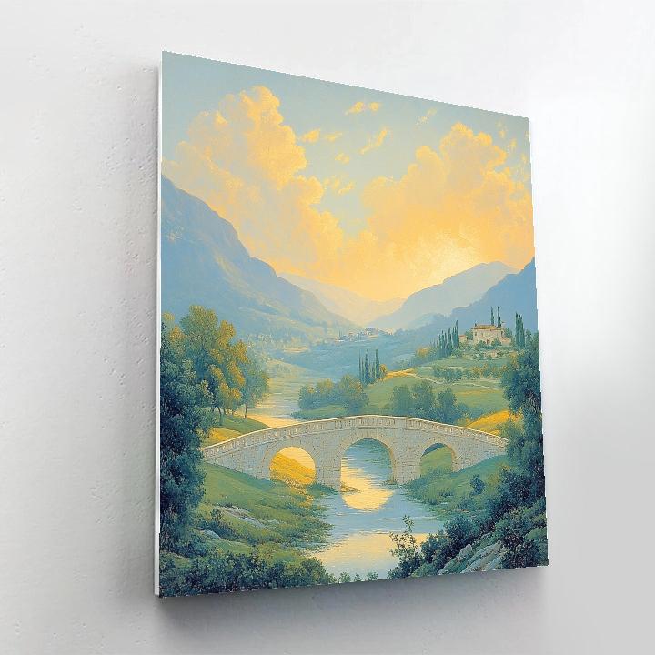 Raphael Inspired Harmonious Valley With Twin Stone Bridges paint by number