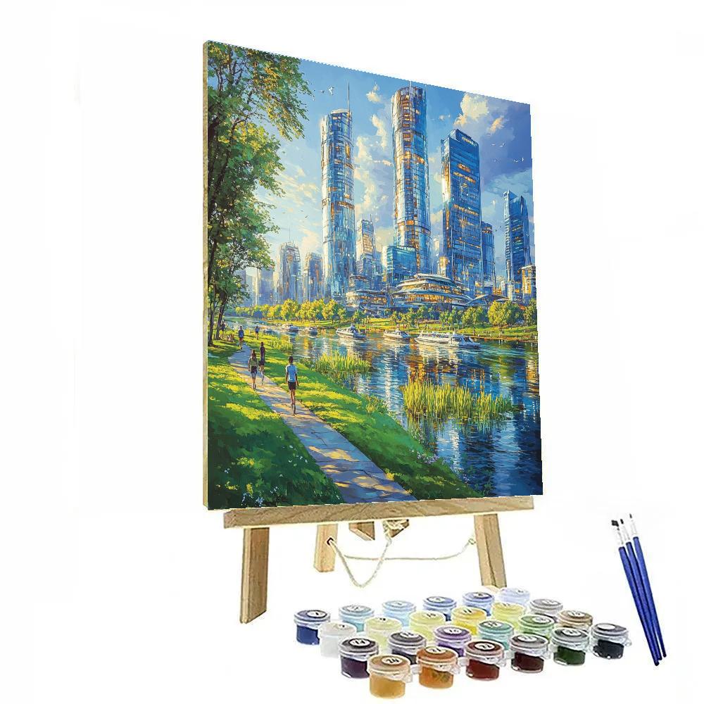 Lujiazui Skyline From Riverside Park Shanghai China DIY paint by numbers