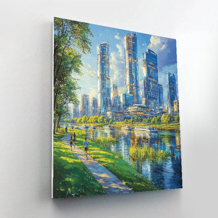 Lujiazui Skyline From Riverside Park Shanghai China DIY paint by numbers