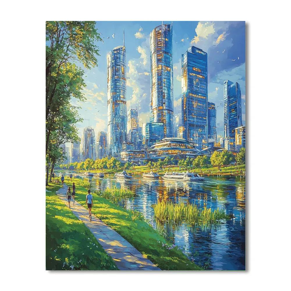 Lujiazui Skyline From Riverside Park Shanghai China DIY paint by numbers
