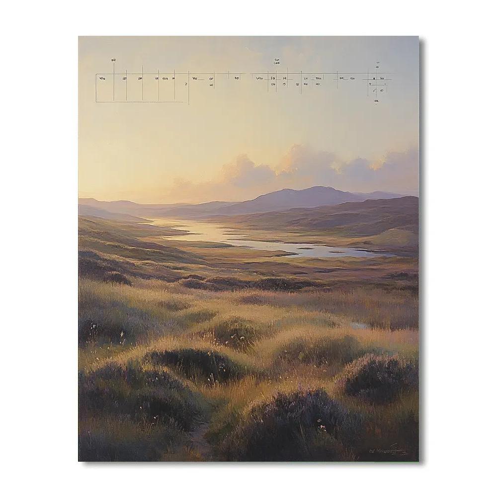 Leonardo Da Vinci Inspired Dawn Over Quiet Moor paint by color