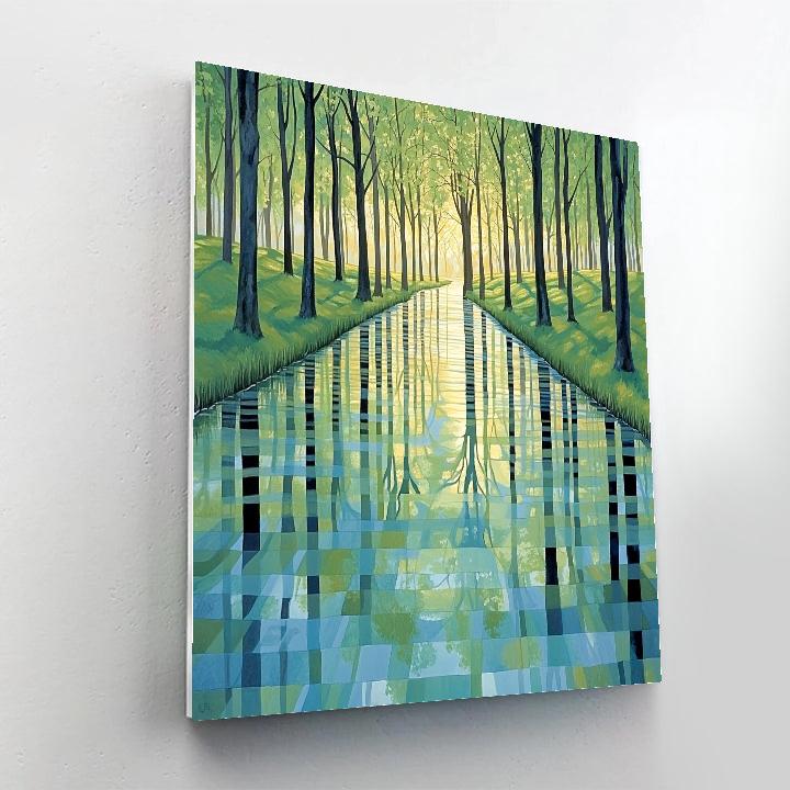 Claude Monet Inspired Reflections Of Spring Trees In Canal painting number kit