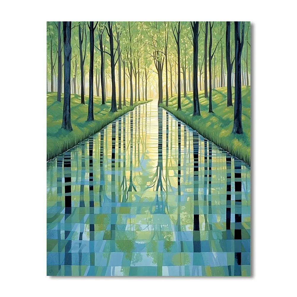 Claude Monet Inspired Reflections Of Spring Trees In Canal painting number kit