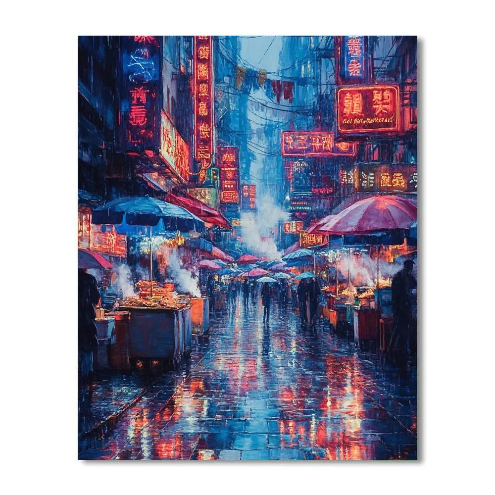 Mong Kok Night Market Glow Hong Kong China Paint by numbers kits
