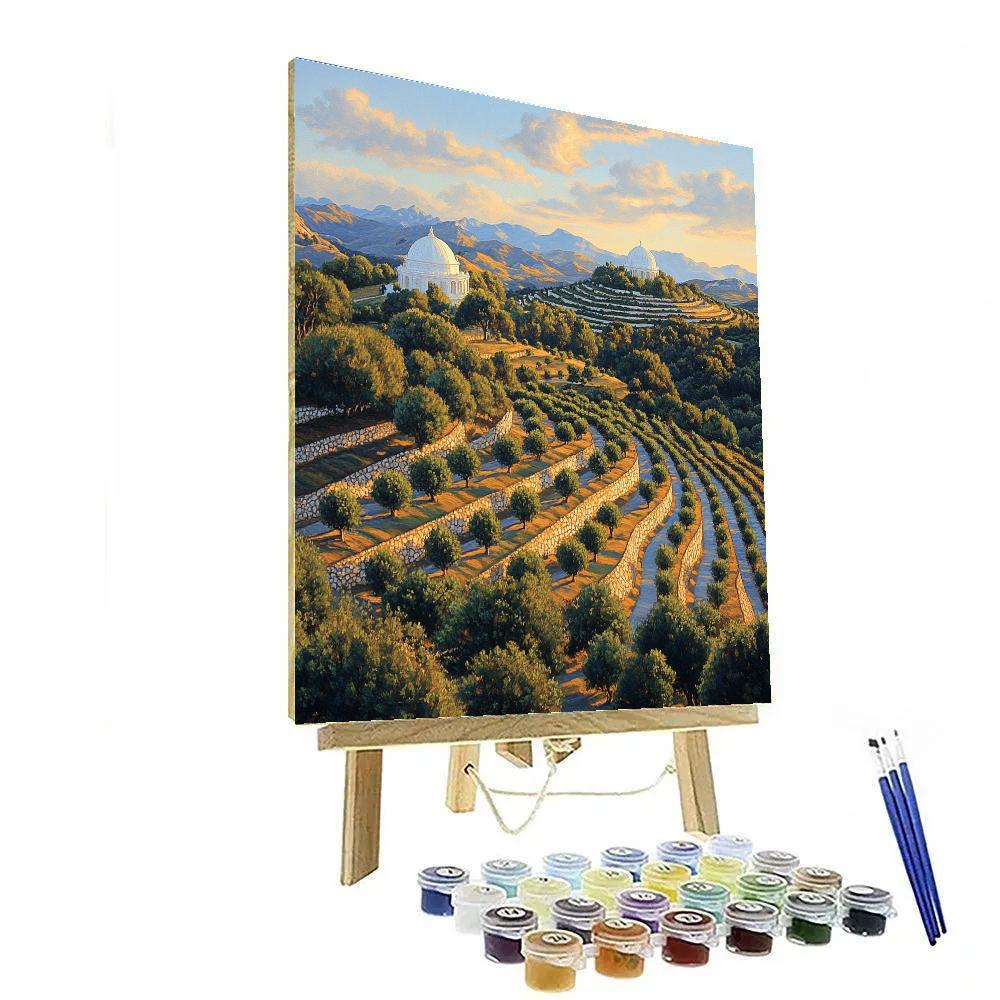 Raphael Inspired Terraced Hillside With Distant Marble Rotunda Paint by numbers art