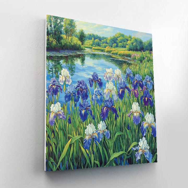 Claude Monet Inspired Summer Garden With Irises At Pond Edge Paint by numbers kits
