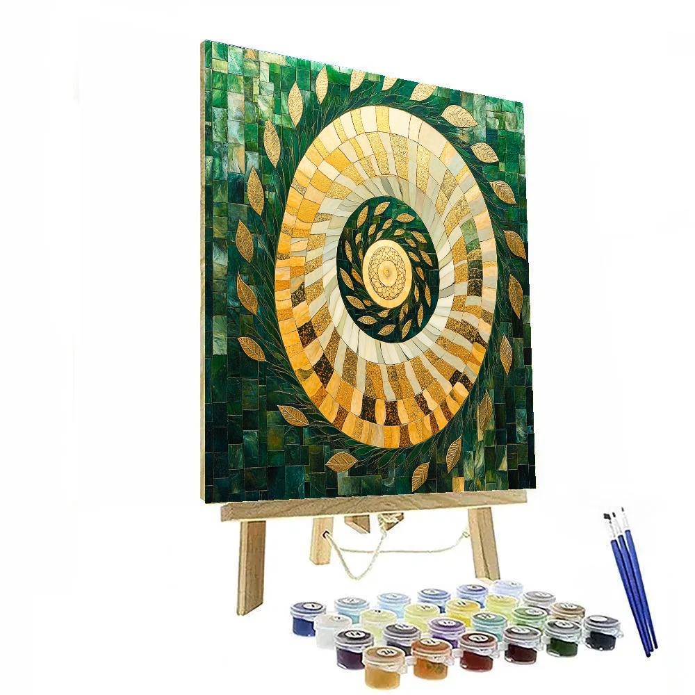 Gustav Klimt Inspired Verdant Spiral Anthem Number painting