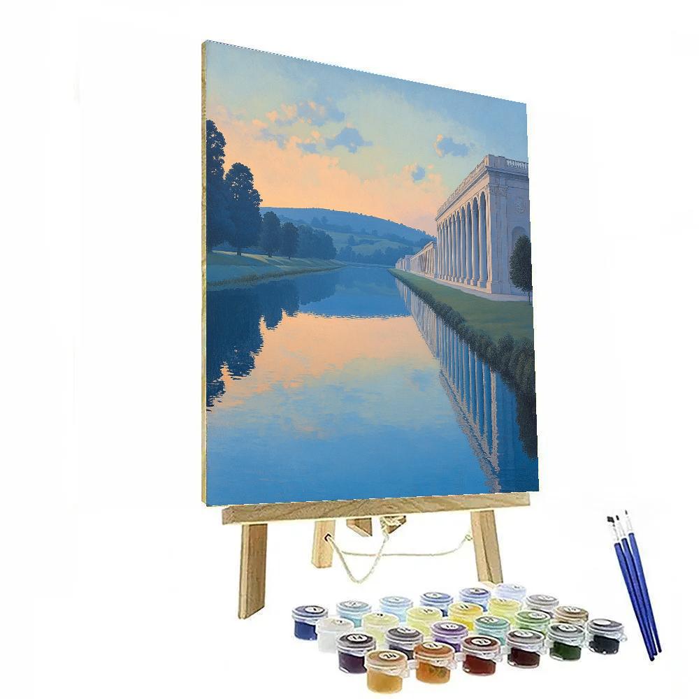 Raphael Inspired Tranquil Riverside Colonnade At Evening paint by color