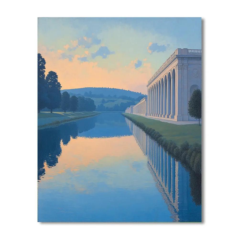 Raphael Inspired Tranquil Riverside Colonnade At Evening paint by color