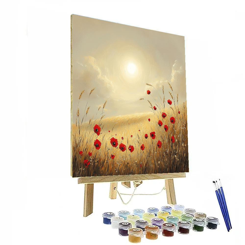 Claude Monet Inspired Hazy Sun Over Wheat And Poppy Field Numbered painting kits
