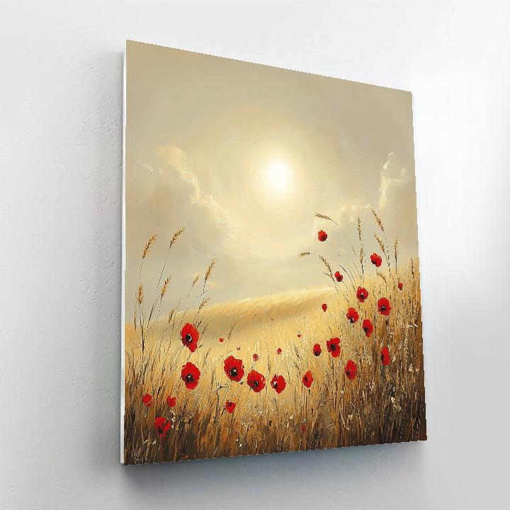 Claude Monet Inspired Hazy Sun Over Wheat And Poppy Field Numbered painting kits