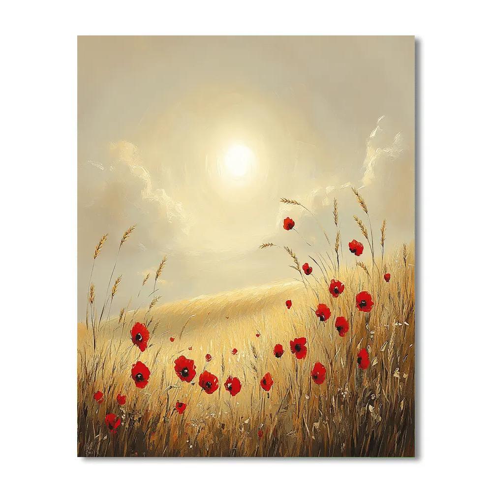 Claude Monet Inspired Hazy Sun Over Wheat And Poppy Field Numbered painting kits
