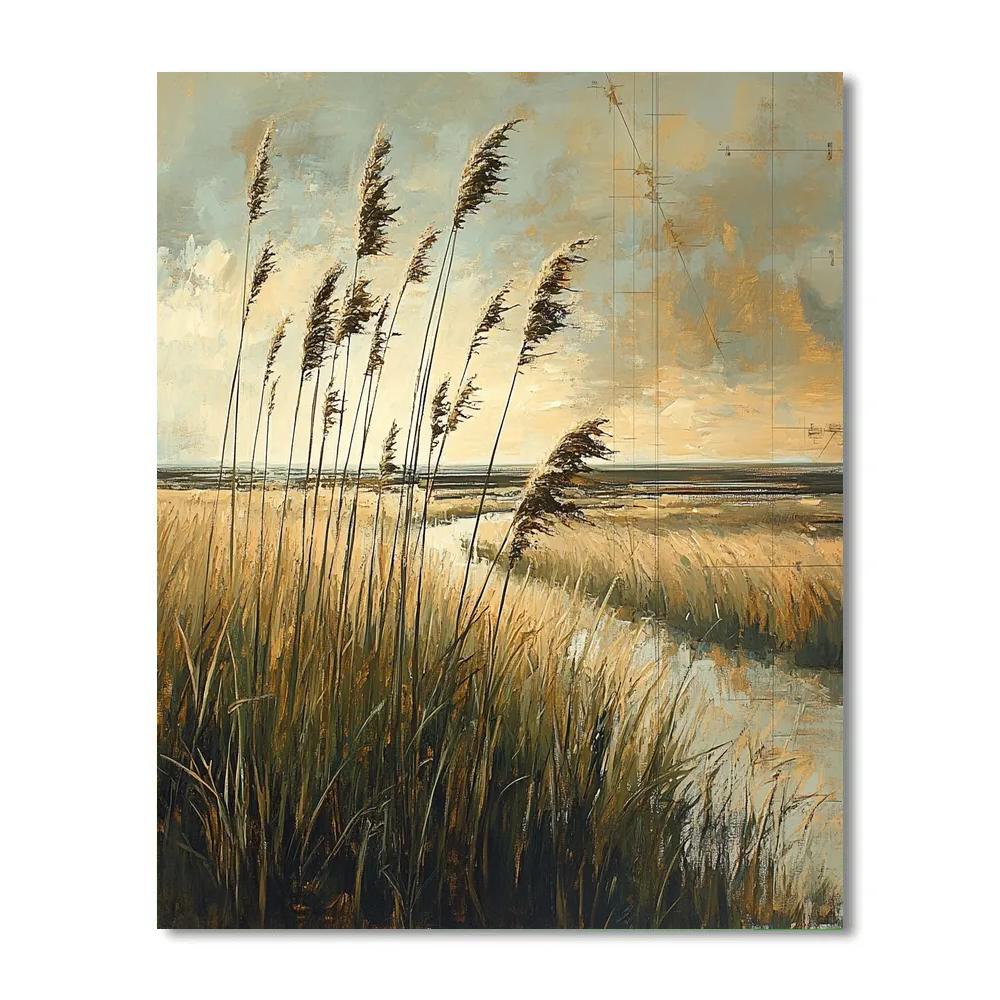 Leonardo Da Vinci Inspired Starwind Over Grasses Numbered painting kits