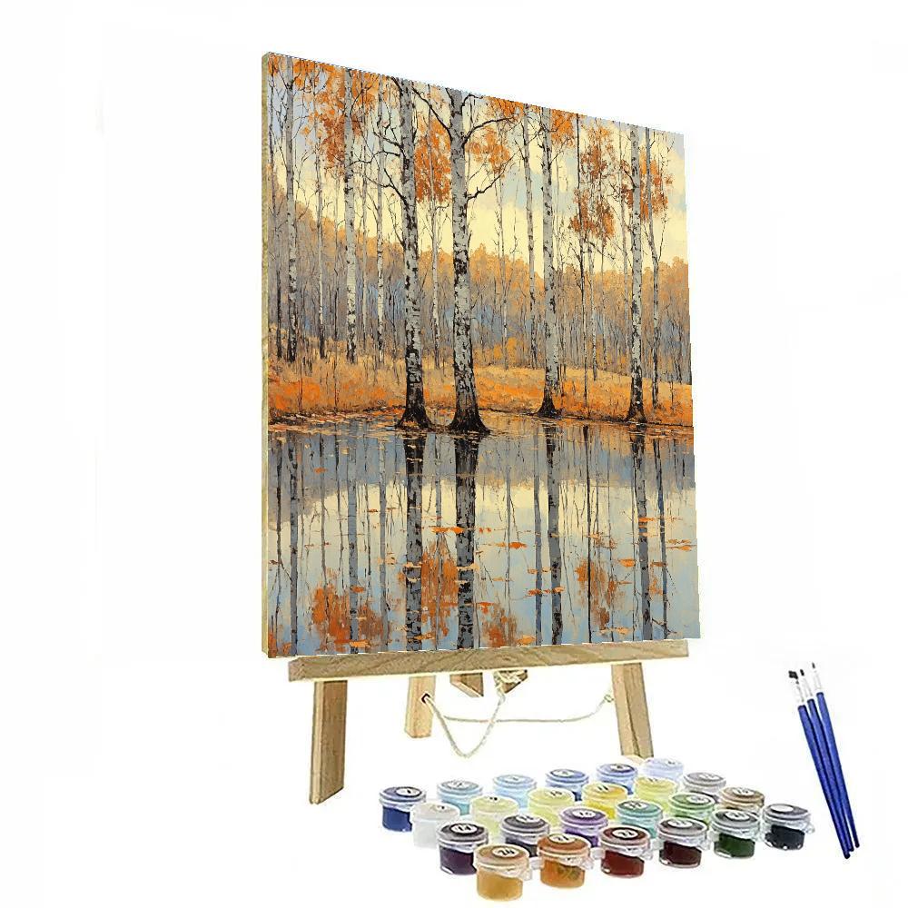 Claude Monet Inspired Late Autumn Trees Beside Reflective Pool Paint by numbers kits