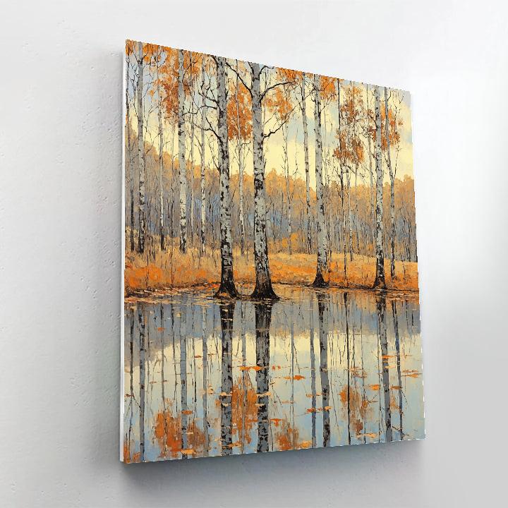 Claude Monet Inspired Late Autumn Trees Beside Reflective Pool Paint by numbers kits