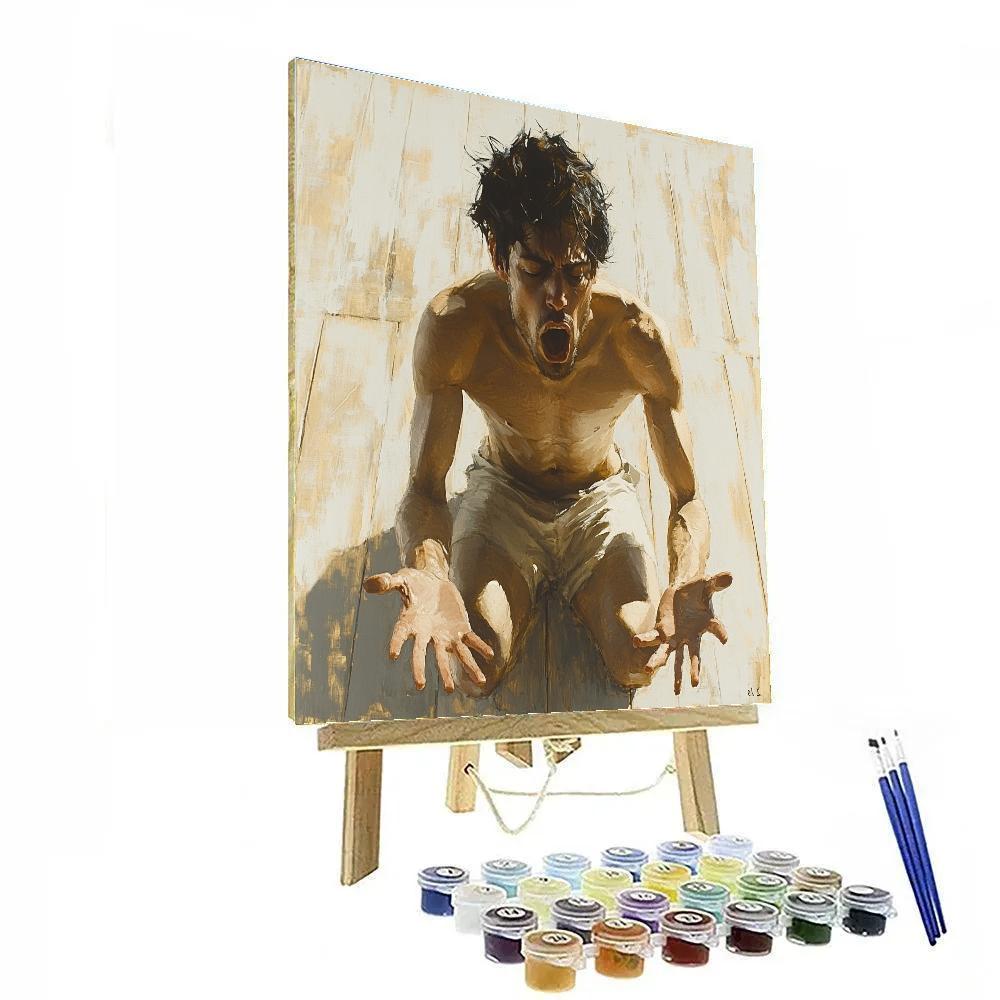 Egon Schiele Inspired Angular Dancer Number painting