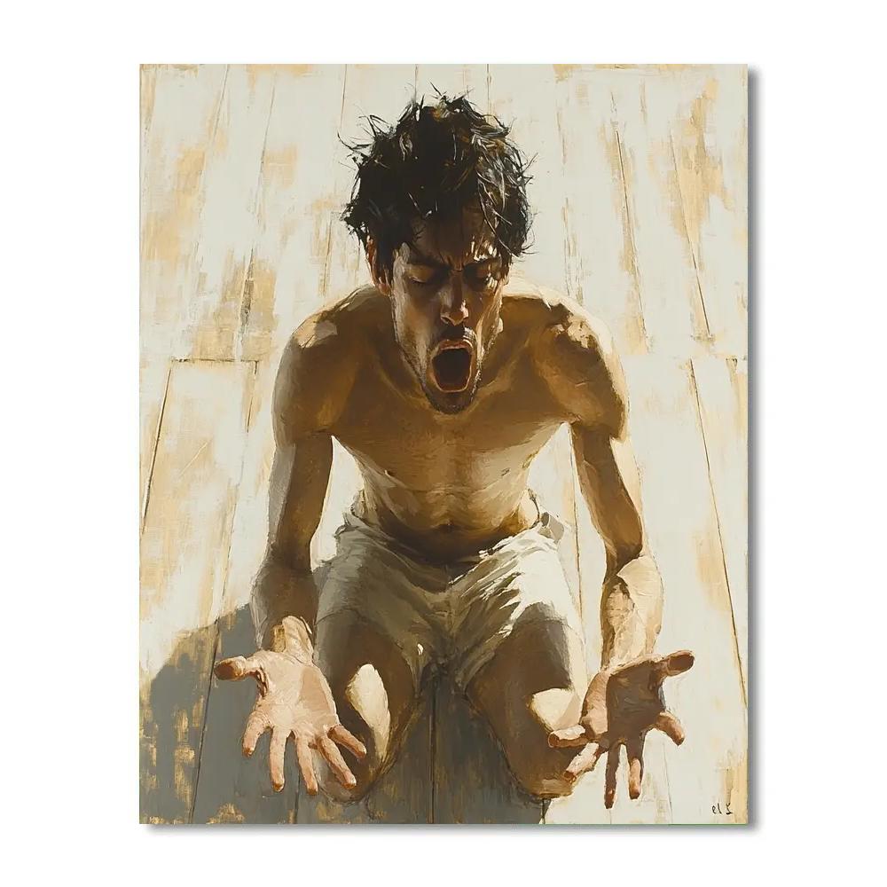 Egon Schiele Inspired Angular Dancer Number painting