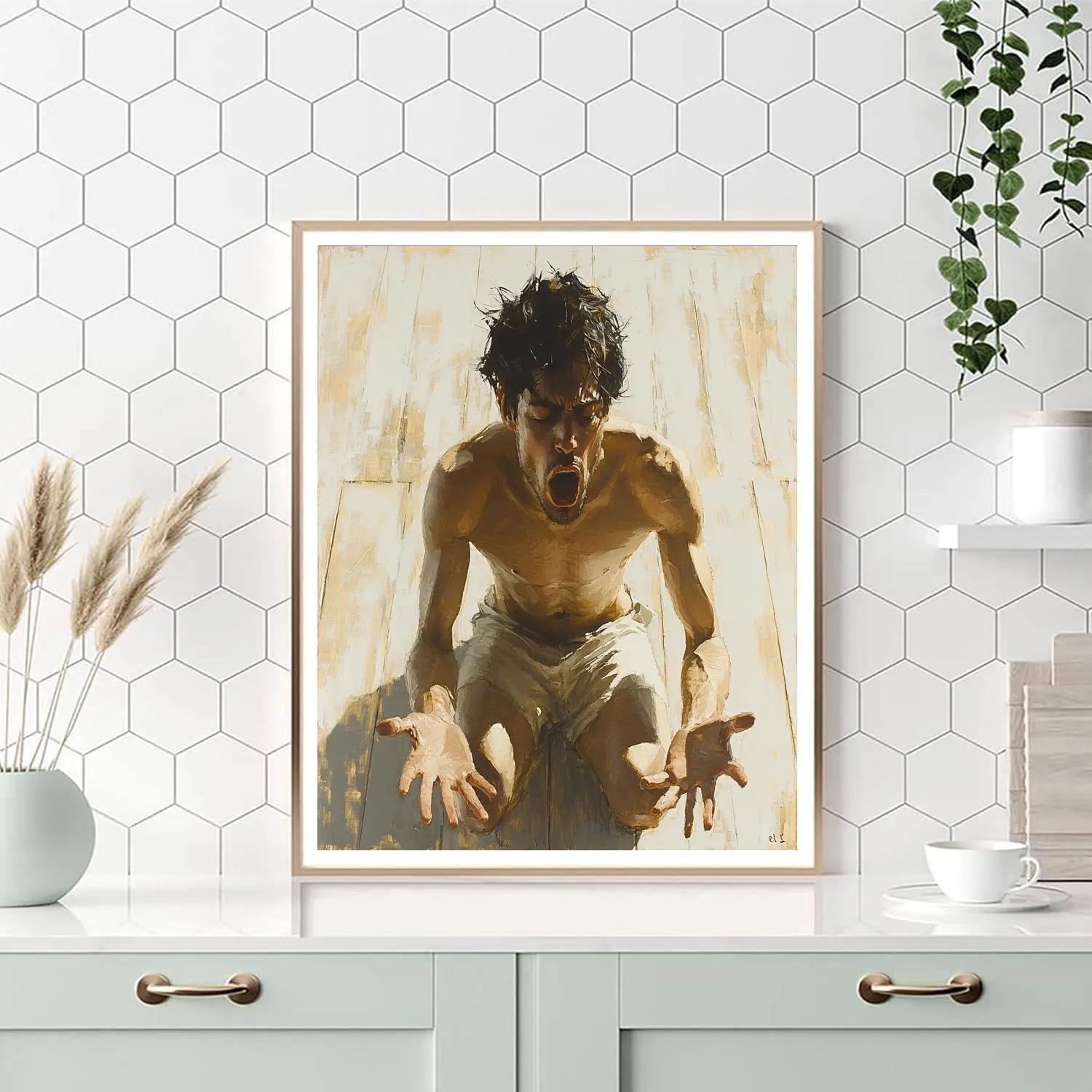 Egon Schiele Inspired Angular Dancer Number painting