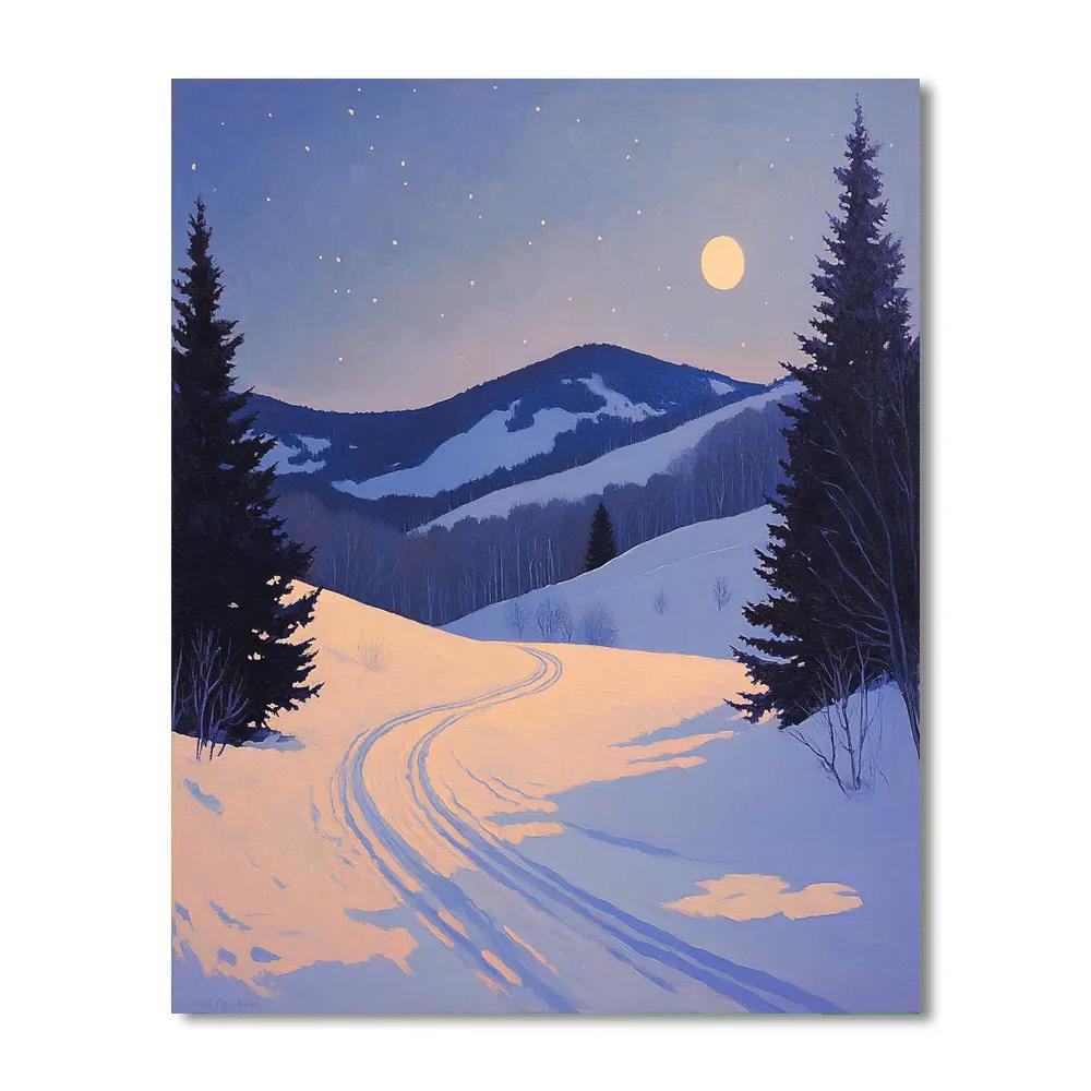 Leonardo Da Vinci Inspired Moon Shadows On Snow Numbered painting kits
