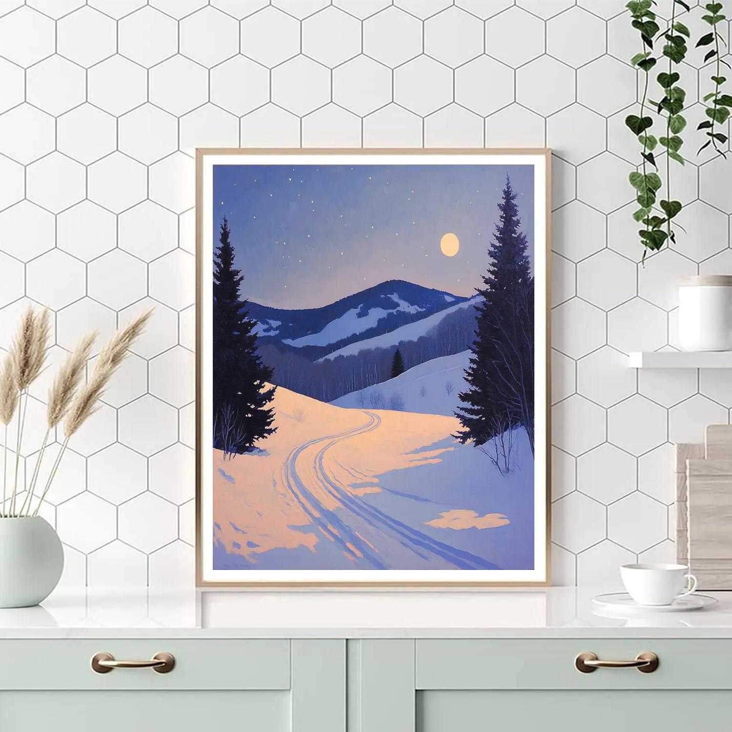 Leonardo Da Vinci Inspired Moon Shadows On Snow Numbered painting kits