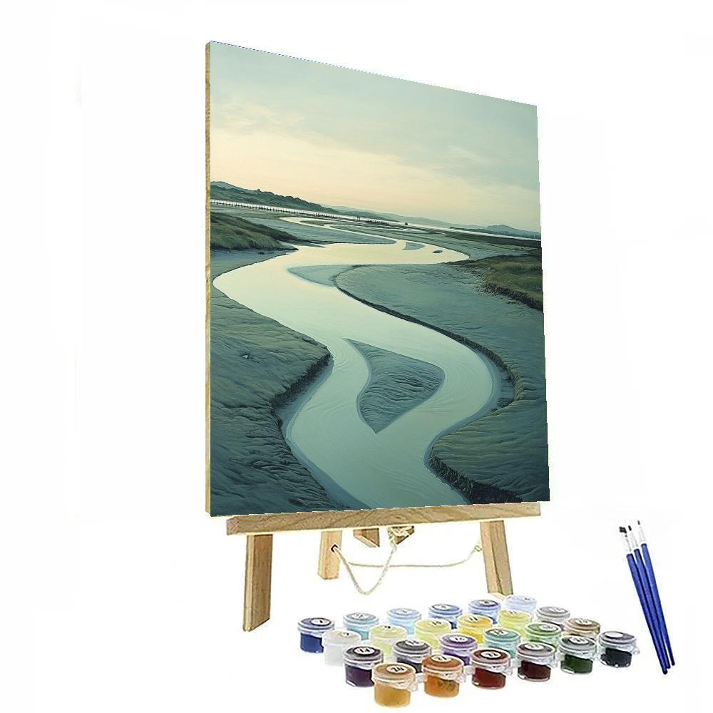 Leonardo Da Vinci Inspired Quiet Estuary Geometry Number painting