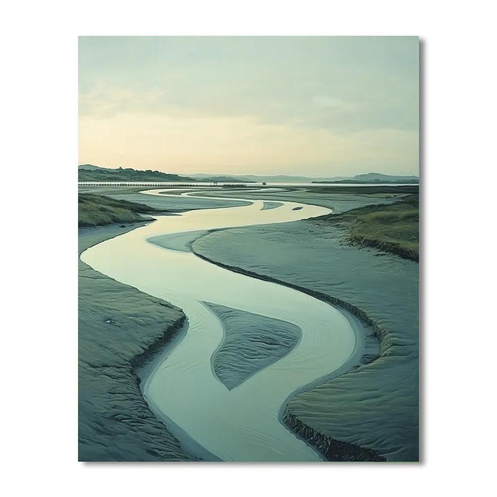 Leonardo Da Vinci Inspired Quiet Estuary Geometry Number painting